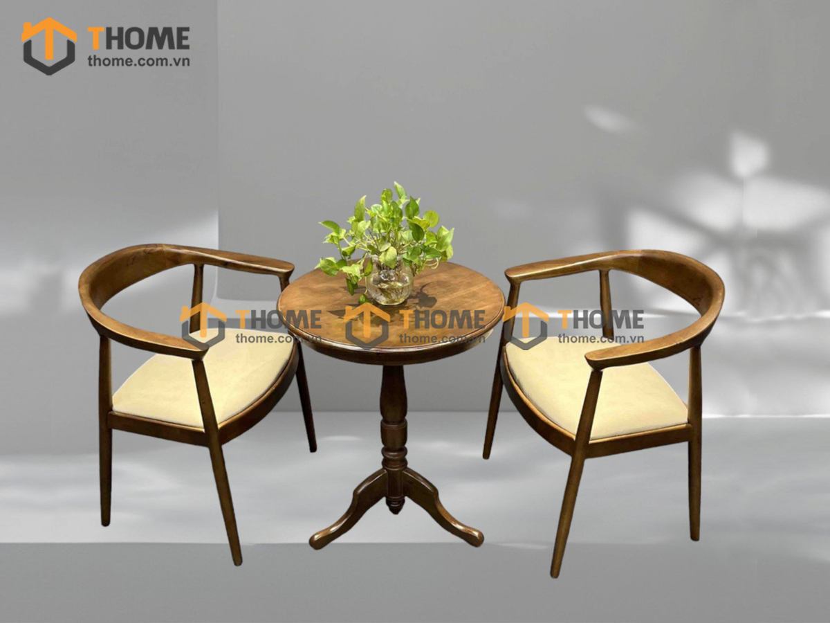 Bàn Ghế Cafe Mặt Tròn Chân Cổ Điển Kết Hợp 2 Ghế (Nhiều Mẫu Ghế) BGCF-12GO