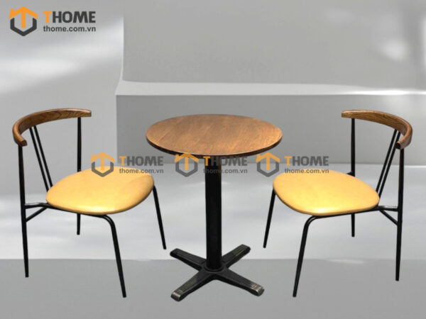 Bàn Ghế Cafe Mặt Tròn Chân X Kết Hợp 2 Ghế (Nhiều Mẫu Ghế) BGCF-17SAT