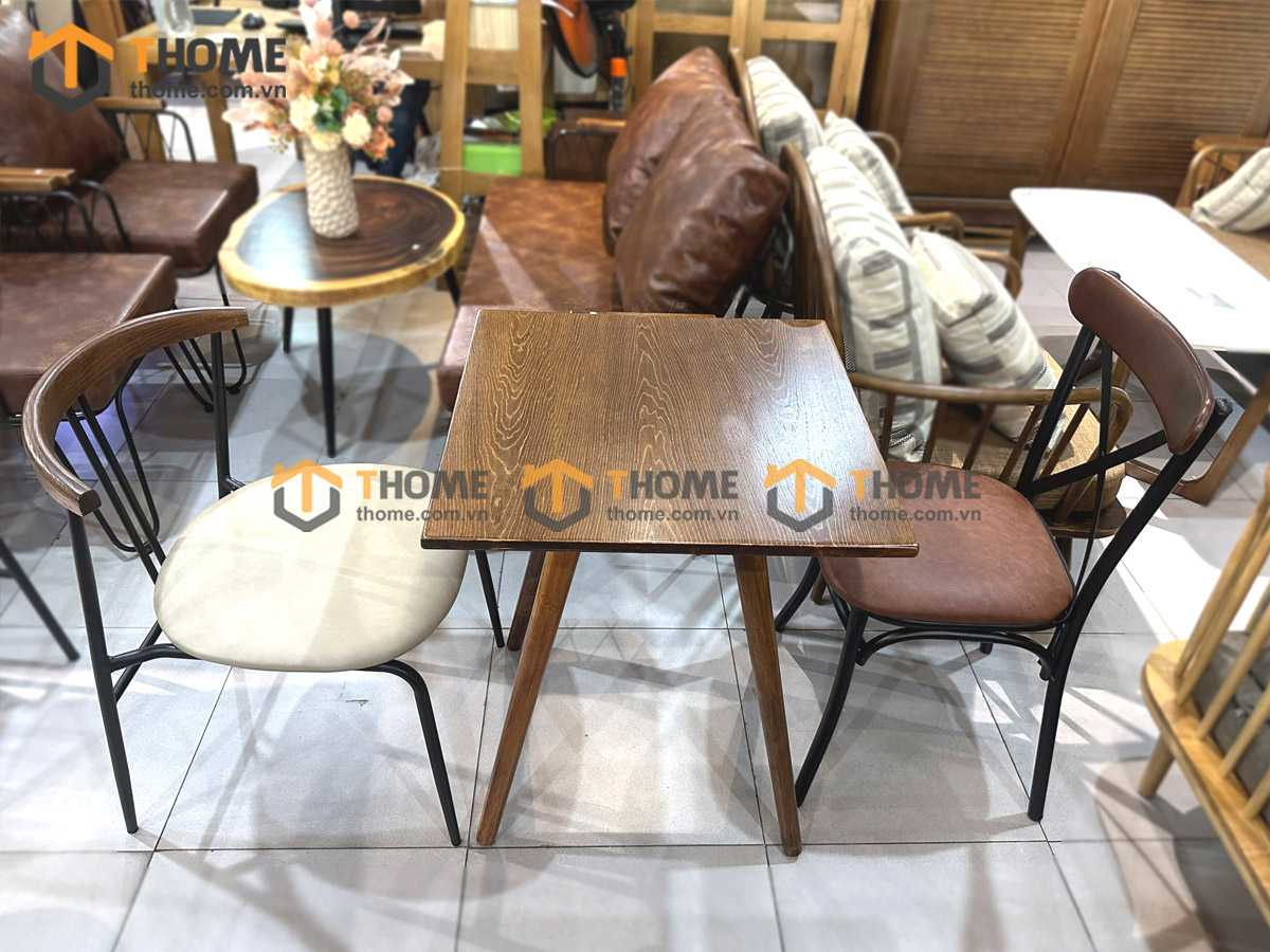 Bàn Ghế Cafe Mặt Vuông Kết Hợp 2 Ghế (Nhiều Mẫu Ghế) BGCF-23GO