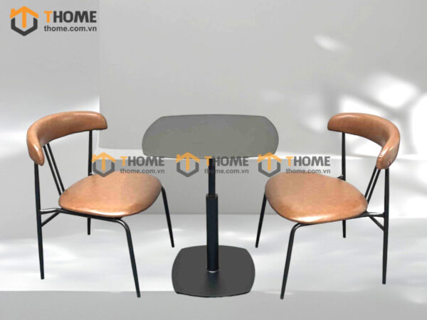 Bàn Ghế Cafe Mặt Vuông Chân Sắt Vuông Kết Hợp 2 Ghế (Nhiều Mẫu Ghế) BGCF-22SAT