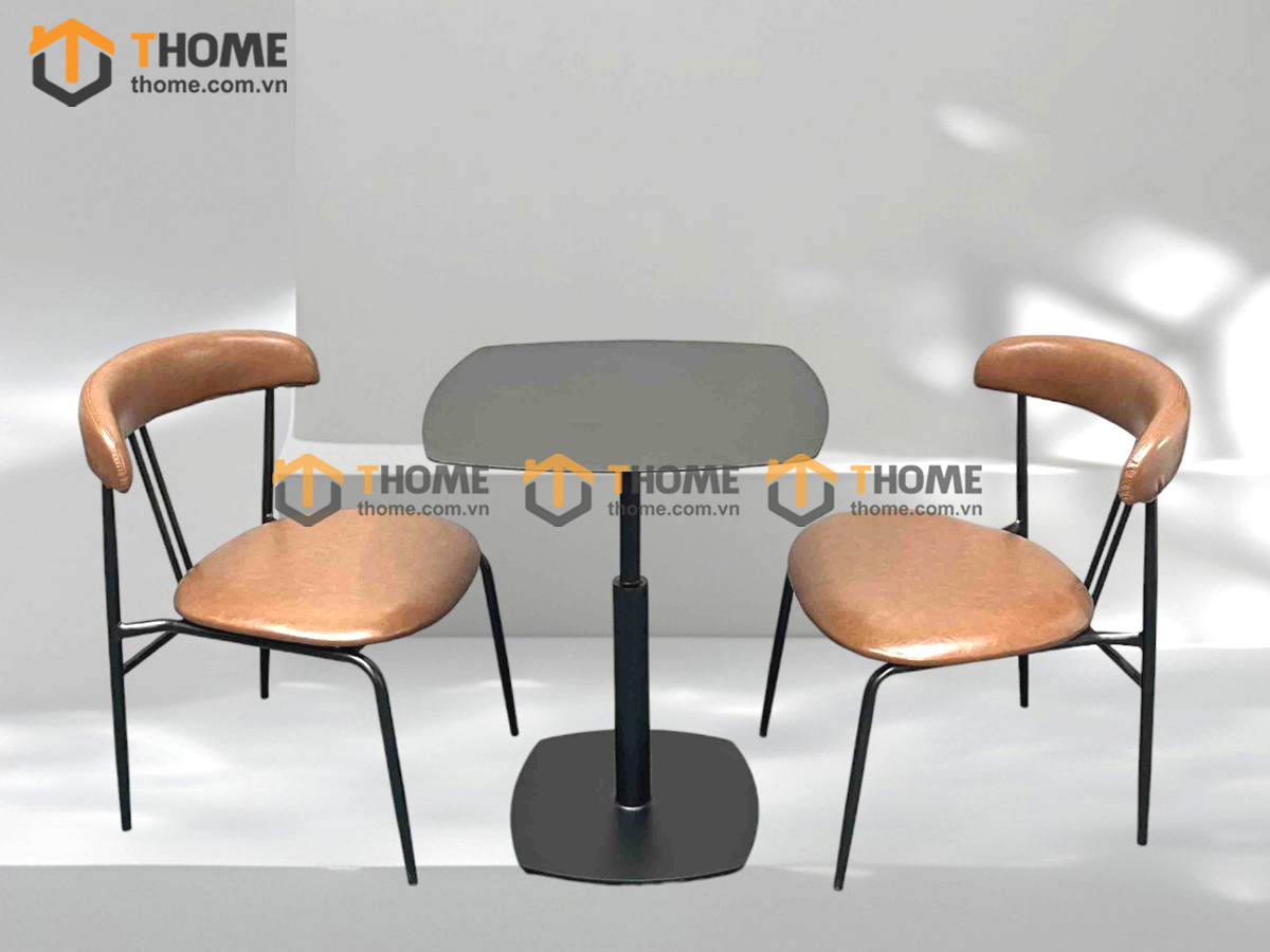 Bàn Ghế Cafe Mặt Vuông Chân Sắt Vuông Kết Hợp 2 Ghế (Nhiều Mẫu Ghế) BGCF-22SAT