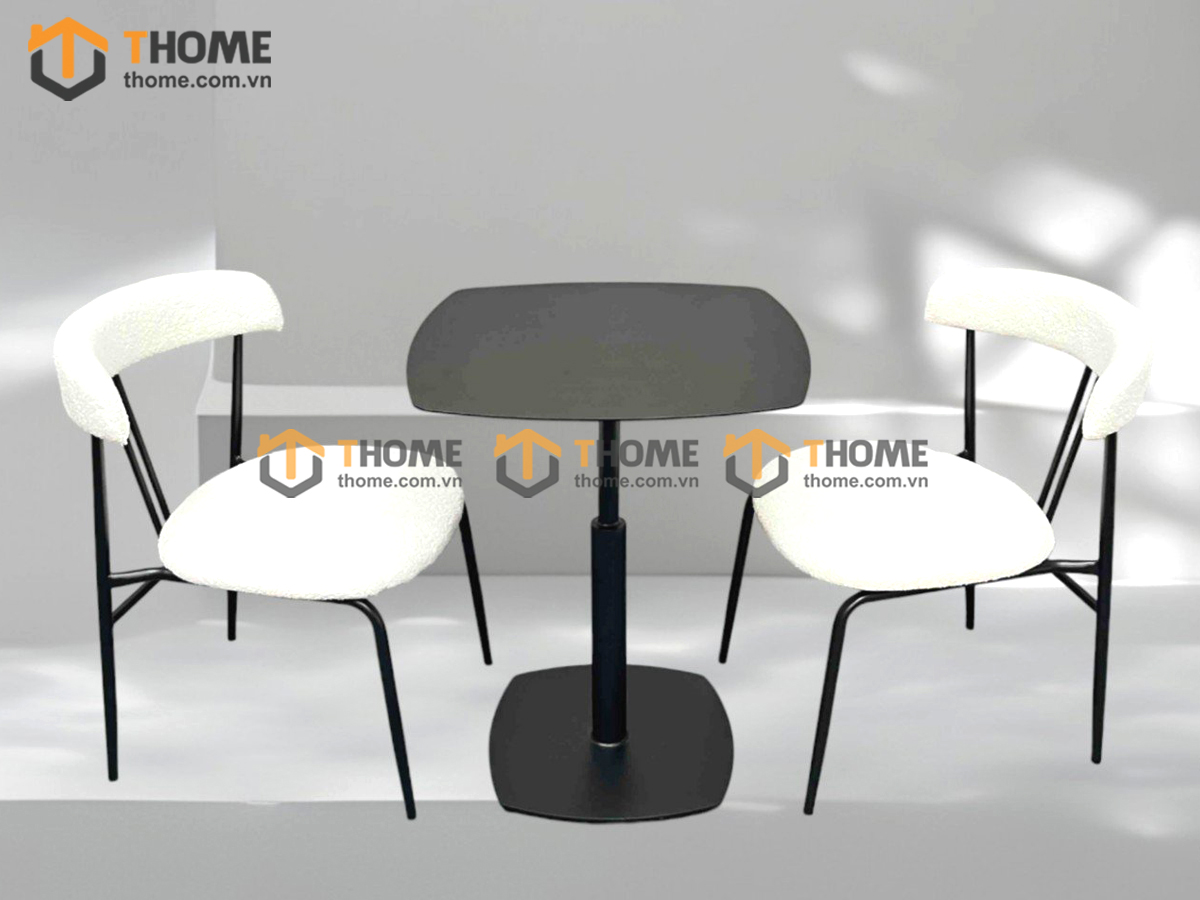 Bàn Ghế Cafe Mặt Vuông Chân Sắt Vuông Kết Hợp 2 Ghế (Nhiều Mẫu Ghế) BGCF-22SAT