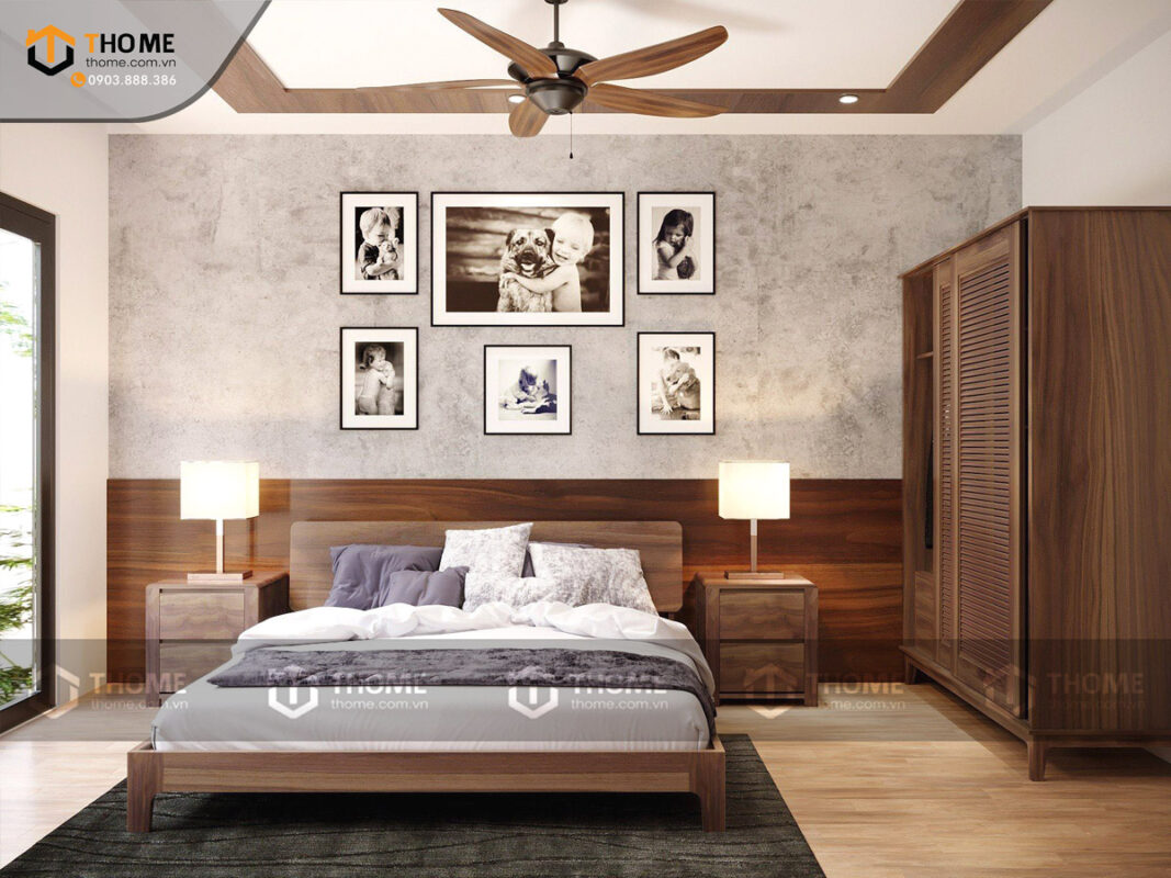 Bộ Phòng Ngủ Số 07 Gỗ Sồi Tự Nhiên Giường Hiroshima TKPN-07SN