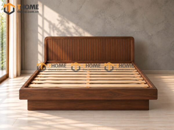 Giường Ngủ Gỗ Sồi Tự Nhiên Dạng Bay Đầu Sọc GN-22SN