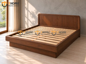 Giường Ngủ Gỗ Sồi Tự Nhiên Dạng Bay Đầu Sọc GN-22SN