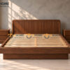 Giường Ngủ Gỗ Sồi Tự Nhiên Dạng Bay Đầu Sọc GN-22SN