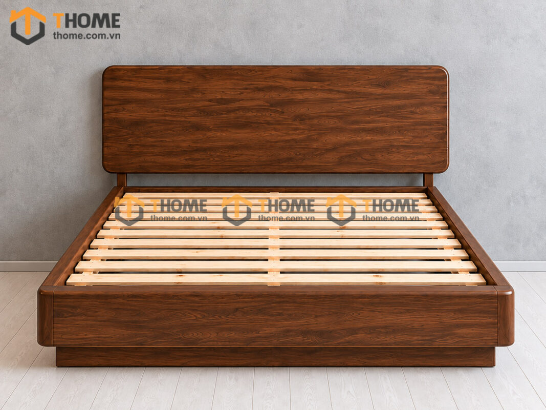 Giường Ngủ Gỗ Sồi Tự Nhiên Dạng Bay Đầu Trơn GN-21SN