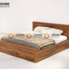 Giường ngủ gỗ sồi tự nhiên Cuba 2 hộc kéo màu óc chó GN-26SN