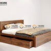 Giường ngủ gỗ sồi tự nhiên Cuba 2 hộc kéo màu óc chó GN-26SN