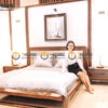 Giường ngủ chân đùi gà gỗ sồi tự nhiên đầu nệm GNĐN-16SN
