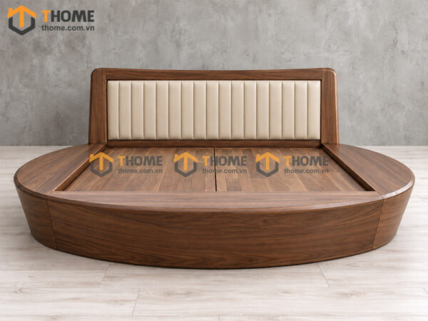 Giường Ngủ Rew Gỗ Sồi Tự Nhiên Hình Tròn Màu Óc Chó GN-20SN