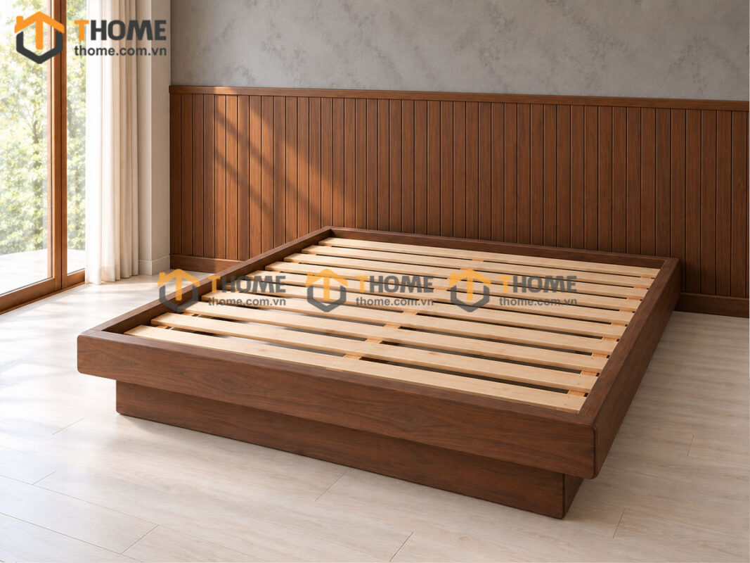 Giường Ngủ Gỗ Sồi Tự Nhiên Không Đầu GN-23SN