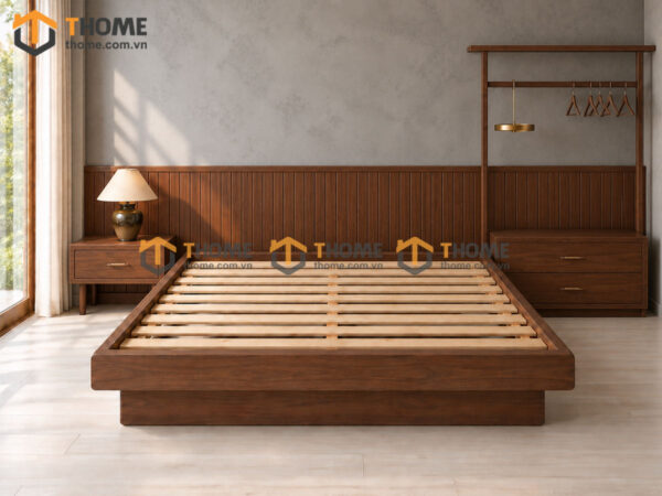 Giường Ngủ Gỗ Sồi Tự Nhiên Không Đầu GN-23SN