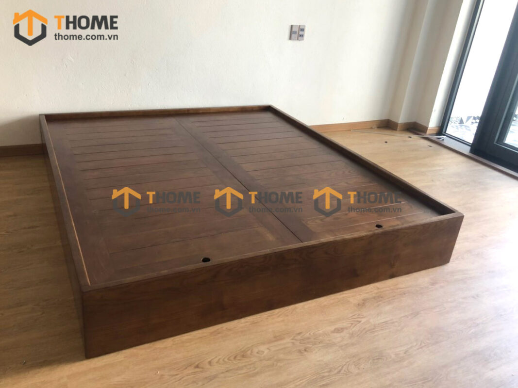 Giường ngủ gỗ sồi tự nhiên không đầu kiểu 02 GN-22SN