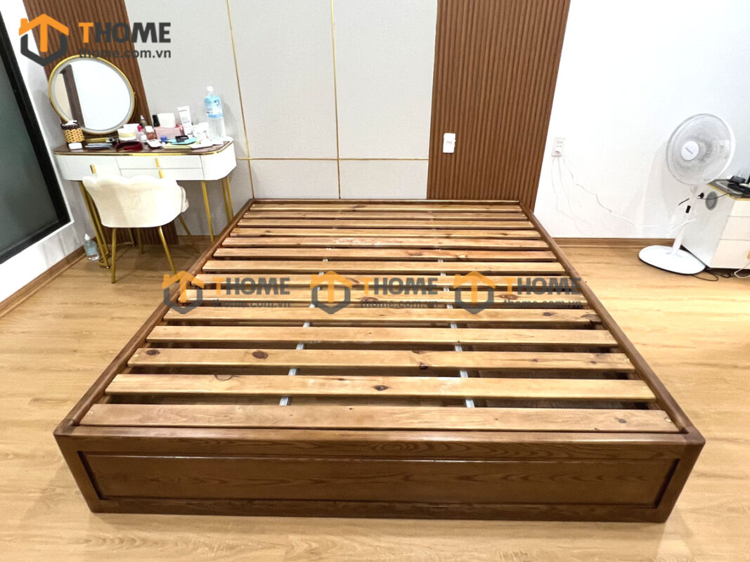 Giường ngủ gỗ sồi tự nhiên không đầu kiểu 04 GN-24SN