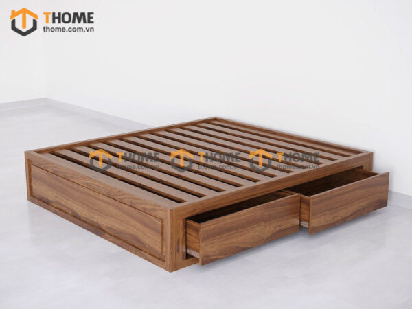 Giường ngủ gỗ sồi tự nhiên không đầu kiểu 04 GN-24SN