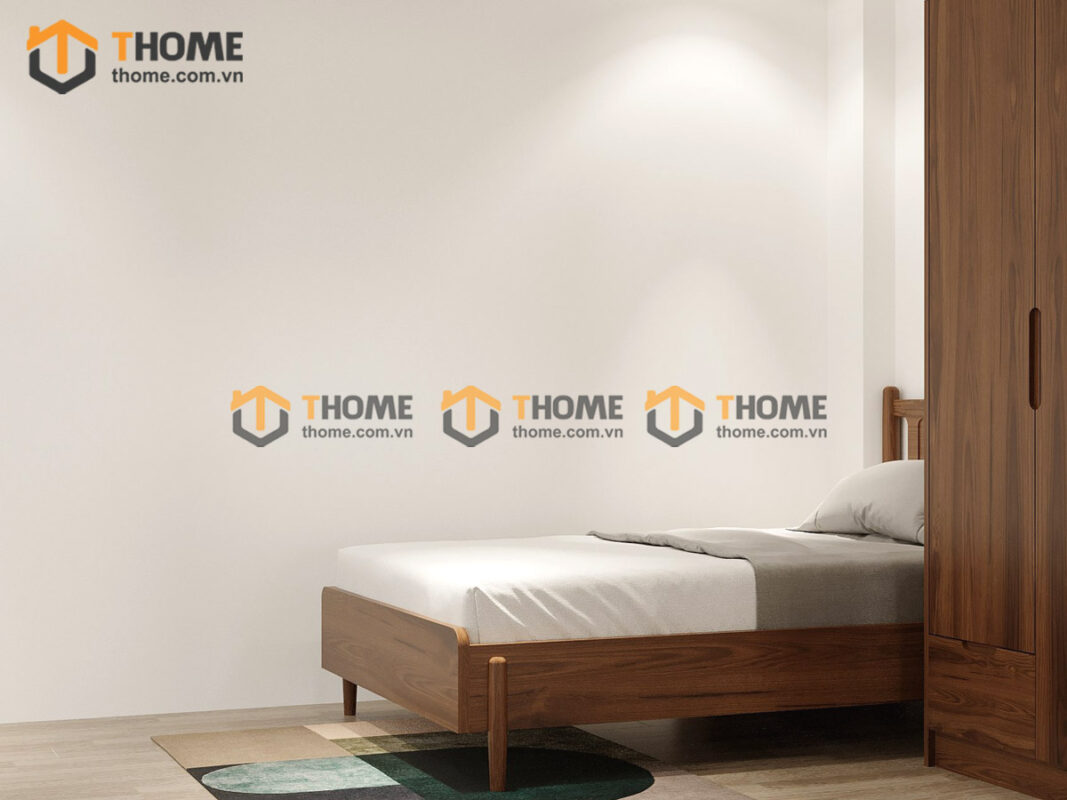 Giường ngủ gỗ sồi tự nhiên Rew đầu gỗ màu óc chó GN-20SN