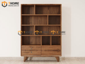 Kệ Sách Gỗ Sồi Tự Nhiên 4 Hộc Kéo KS-07SN