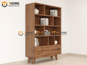 Kệ Sách Gỗ Sồi Tự Nhiên 4 Hộc Kéo KS-07SN