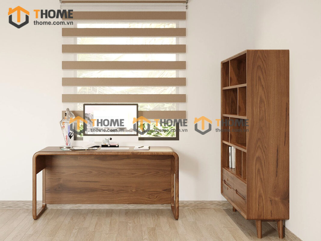 Kệ Sách Gỗ Sồi Tự Nhiên 4 Hộc Kéo KS-07SN