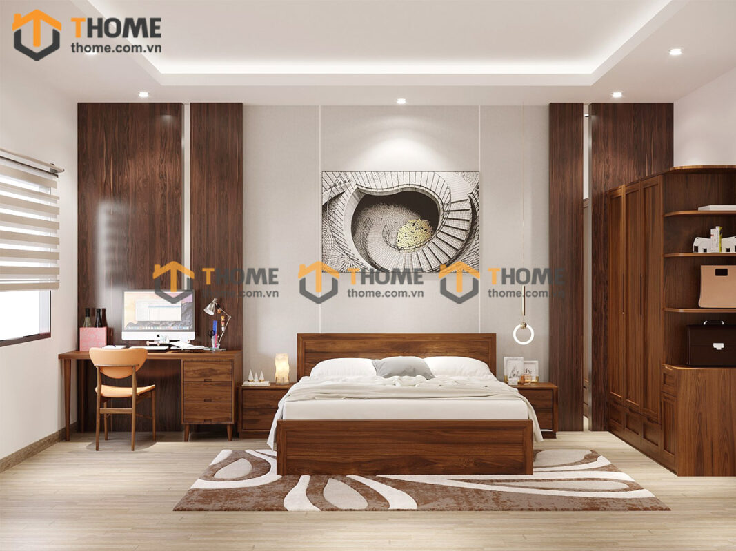 Bộ Phòng Ngủ Số 05 Gỗ Sồi Tự Nhiên TKPN-05SN