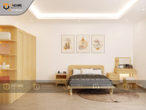 Bộ Phòng Ngủ Số 08 Gỗ Sồi Tự Nhiên Giường Polo Đầu Gỗ TKPN-08SN
