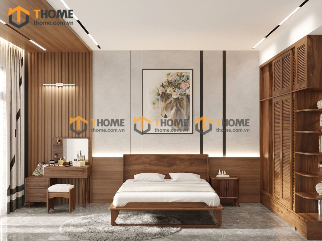 Bộ Phòng Ngủ Số 13 Gỗ Sồi Tự Nhiên Giường Bulova TKPN-13SN