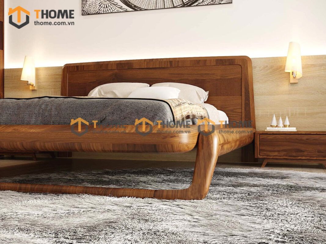 Bộ Phòng Ngủ Số 14 Gỗ Sồi Tự Nhiên Giường Chân Đùi Gà TKPN-14SN