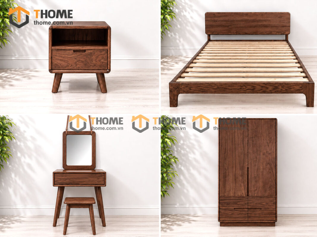 Bộ Sưu Tập Phòng Ngủ Số 02 Gỗ Sồi Tự Nhiên TKPN-02SN