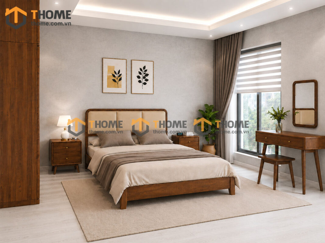 Bộ Phòng Ngủ Số 03 Gỗ Sồi Tự Nhiên Giường Nova TKPN-03SN