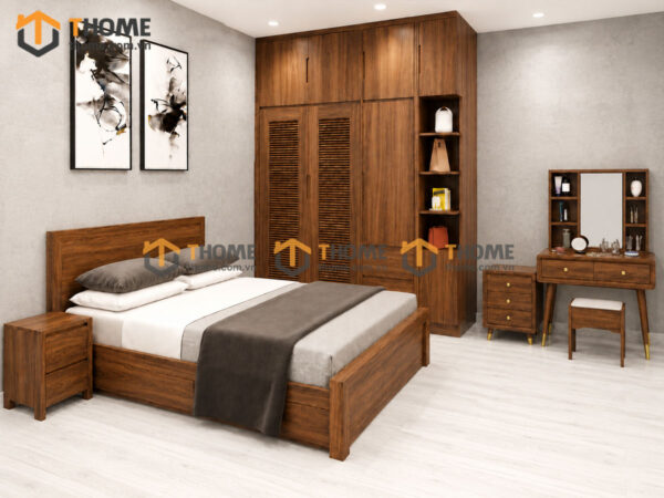Bộ Phòng Ngủ Số 04 Gỗ Sồi Tự Nhiên Giường Cuba TKPN-04SN