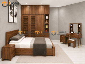 Bộ Phòng Ngủ Số 04 Gỗ Sồi Tự Nhiên Giường Cuba TKPN-04SN