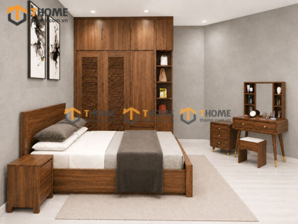 Bộ Phòng Ngủ Số 04 Gỗ Sồi Tự Nhiên Giường Cuba TKPN-04SN