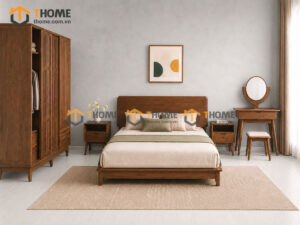 Bộ Phòng Ngủ Số 06 Gỗ Sồi Tự Nhiên Giường Hirohima TKPN-06SN