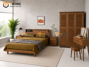 Bộ Phòng Ngủ Số 07 Gỗ Sồi Tự Nhiên Giường Toto TKPN-07SN