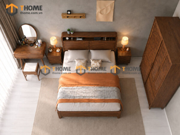 Bộ Phòng Ngủ Số 08 Gỗ Sồi Tự Nhiên Giường Toto Đầu Gỗ TKPN-08SN