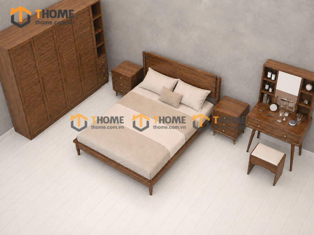 Bộ Phòng Ngủ Số 10 Gỗ Sồi Tự Nhiên Giường Capri TKPN-10SN