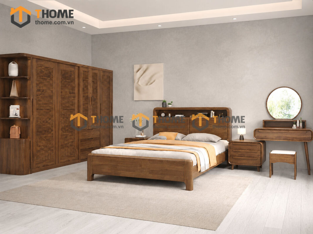 Bộ Phòng Ngủ Số 11 Gỗ Sồi Tự Nhiên Giường Toto TKPN-11SN