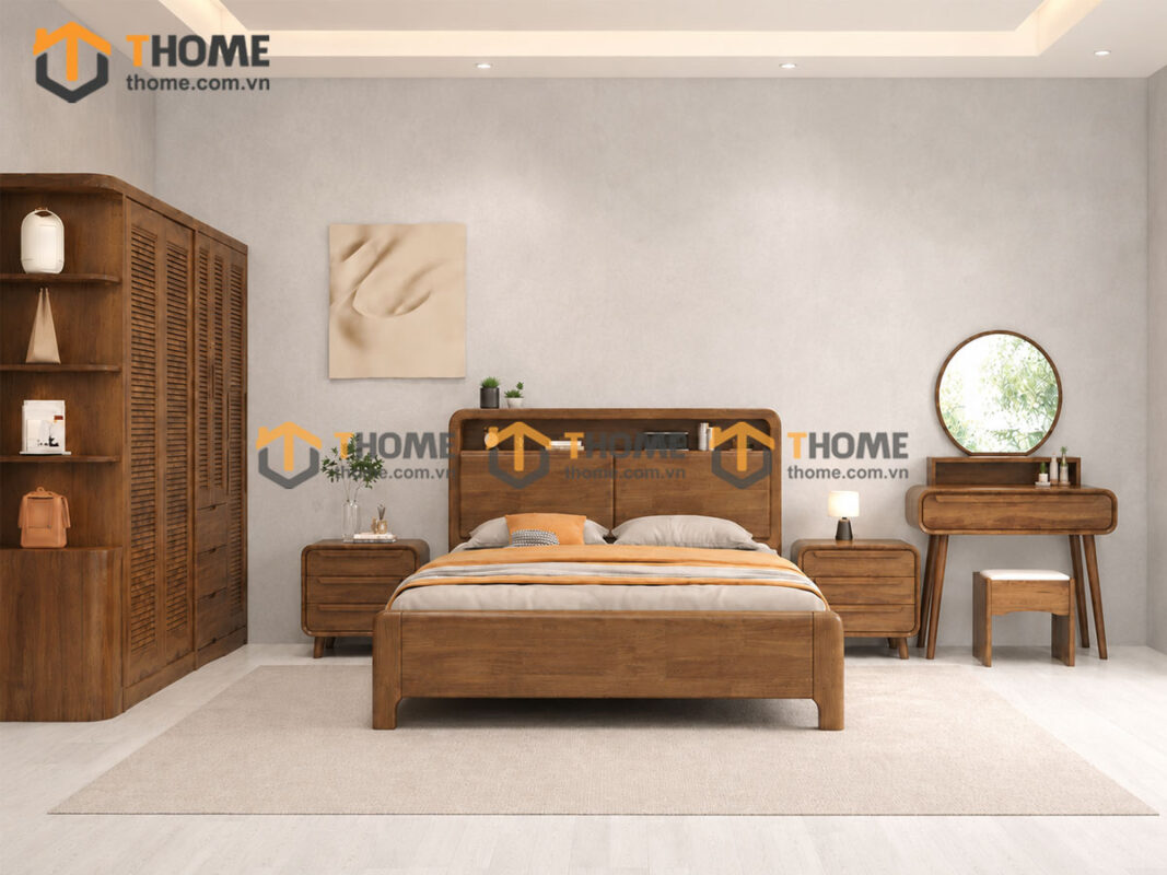 Bộ Phòng Ngủ Số 11 Gỗ Sồi Tự Nhiên Giường Toto TKPN-11SN