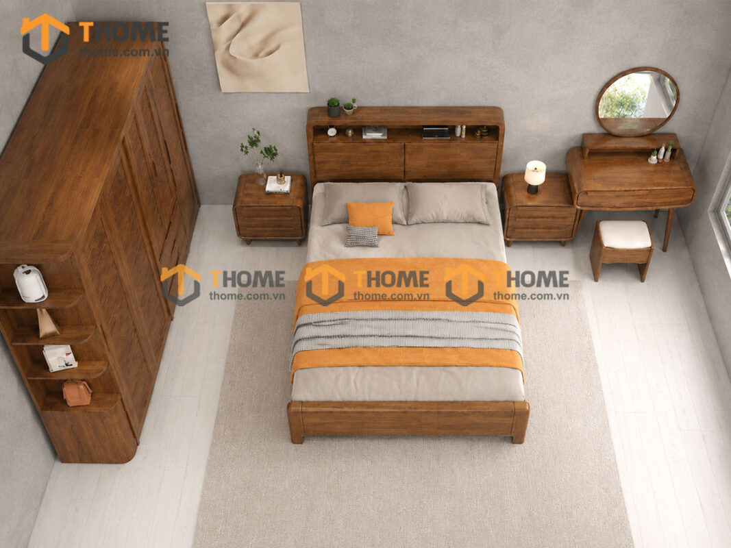 Bộ Phòng Ngủ Số 11 Gỗ Sồi Tự Nhiên Giường Toto TKPN-11SN