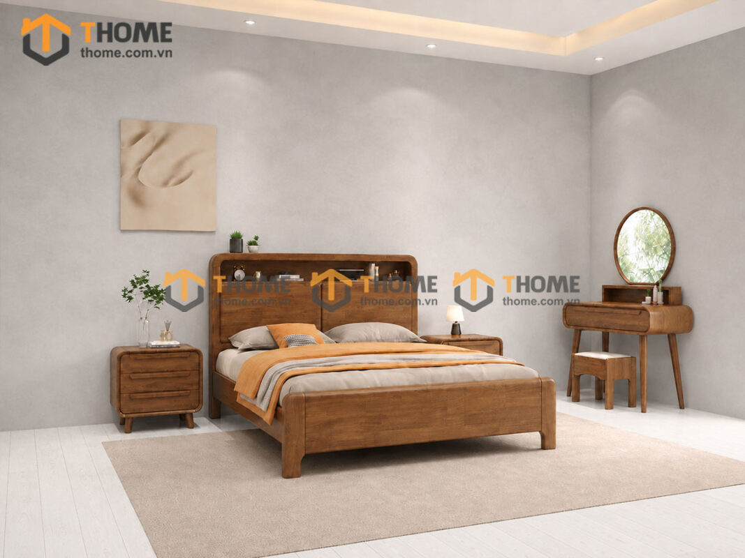 Bộ Phòng Ngủ Số 11 Gỗ Sồi Tự Nhiên Giường Toto TKPN-11SN
