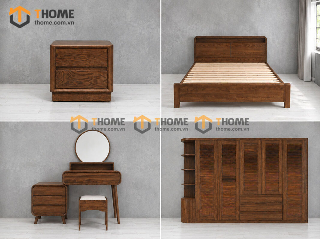 Bộ Phòng Ngủ Số 11 Gỗ Sồi Tự Nhiên Giường Toto TKPN-11SN