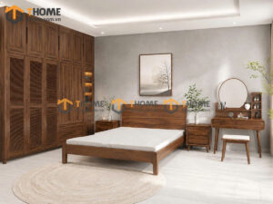 Bộ Phòng Ngủ Số 14 Gỗ Sồi Tự Nhiên Giường Nate TKPN-14SN