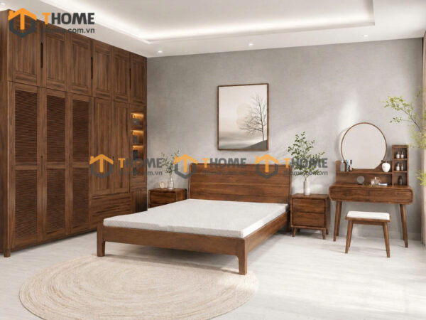 Bộ Phòng Ngủ Số 14 Gỗ Sồi Tự Nhiên Giường Nate TKPN-14SN
