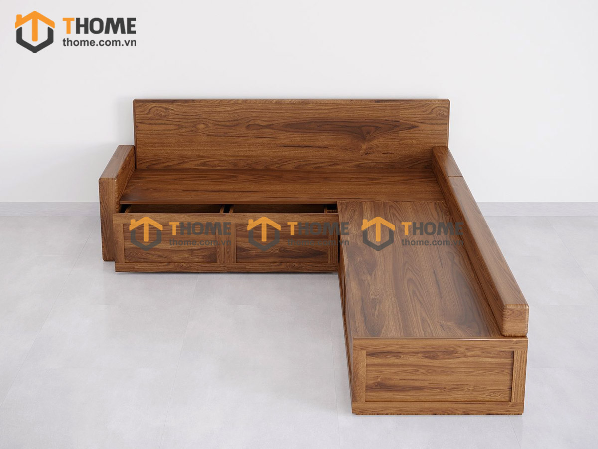 Sofa Cuba Gỗ Sồi Tự Nhiên Có Hộc Kéo Hình Hộp Không Nệm SFĐ-25SN