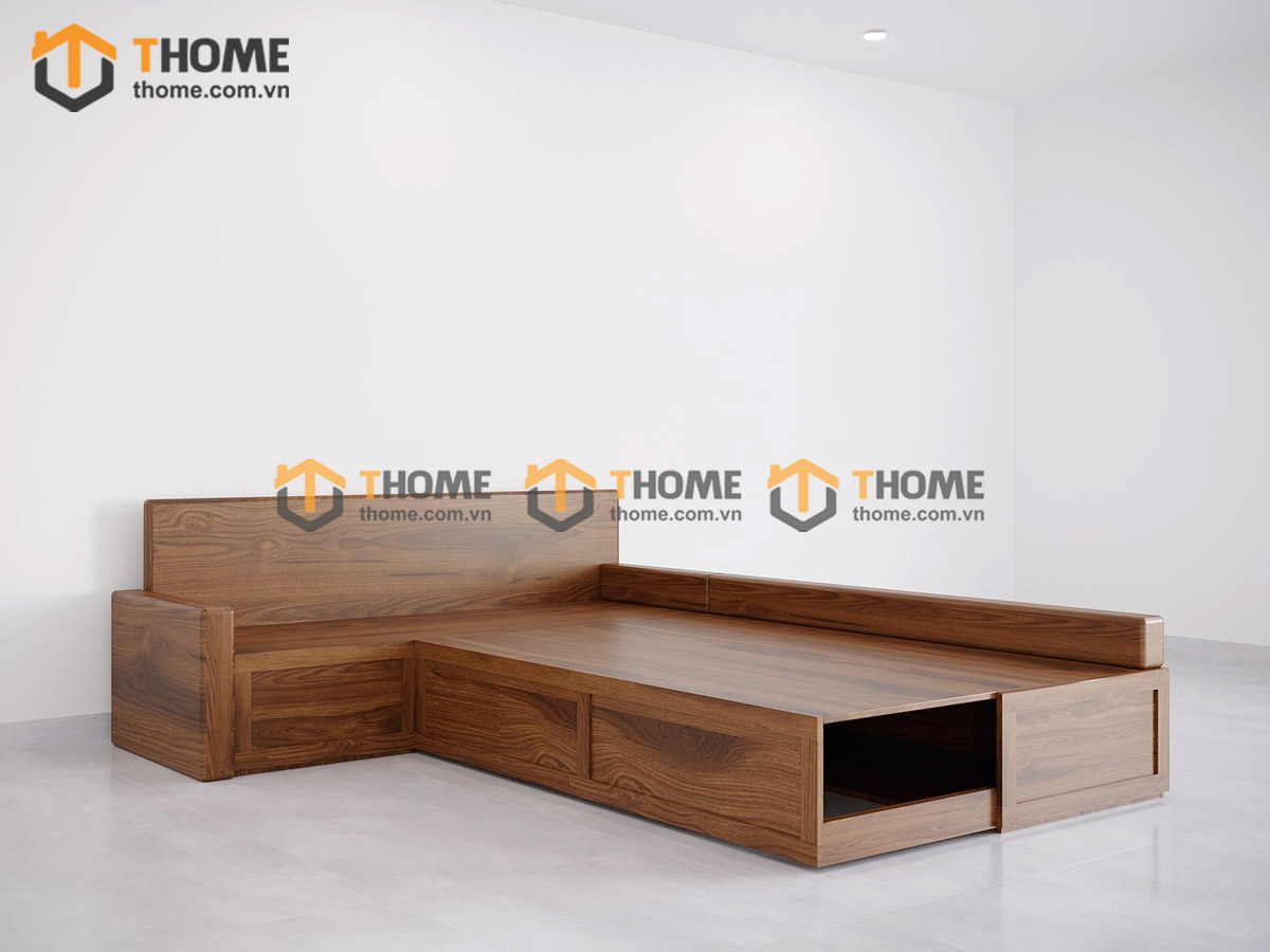Sofa Cuba Gỗ Sồi Tự Nhiên Có Hộc Kéo Hình Hộp Không Nệm SFĐ-25SN
