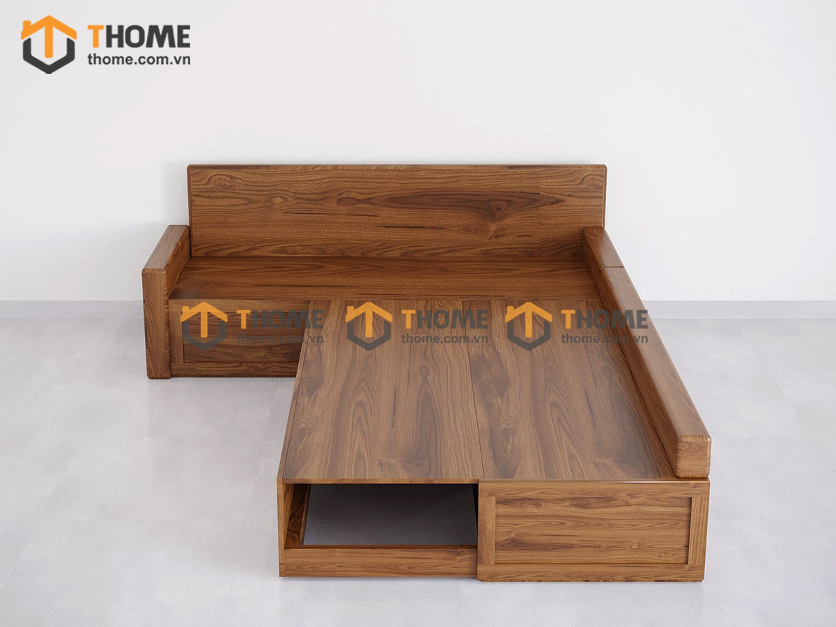 Sofa Cuba Gỗ Sồi Tự Nhiên Có Hộc Kéo Hình Hộp Không Nệm SFĐ-25SN