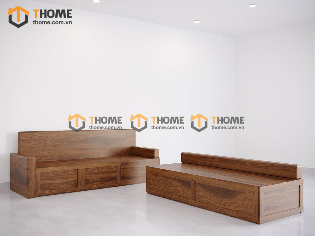 Sofa Cuba Gỗ Sồi Tự Nhiên Có Hộc Kéo Hình Hộp Không Nệm SFĐ-25SN