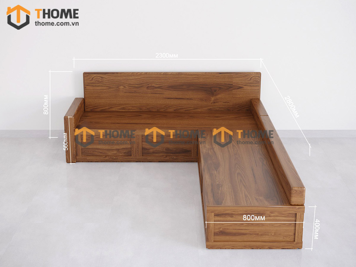 Sofa Cuba Gỗ Sồi Tự Nhiên Có Hộc Kéo Hình Hộp Không Nệm SFĐ-25SN