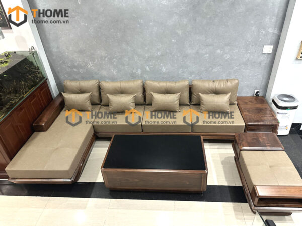 Sofa Góc Hamilton Gỗ Óc Chó Tự Nhiên Chân Chéo SFĐ-27OC